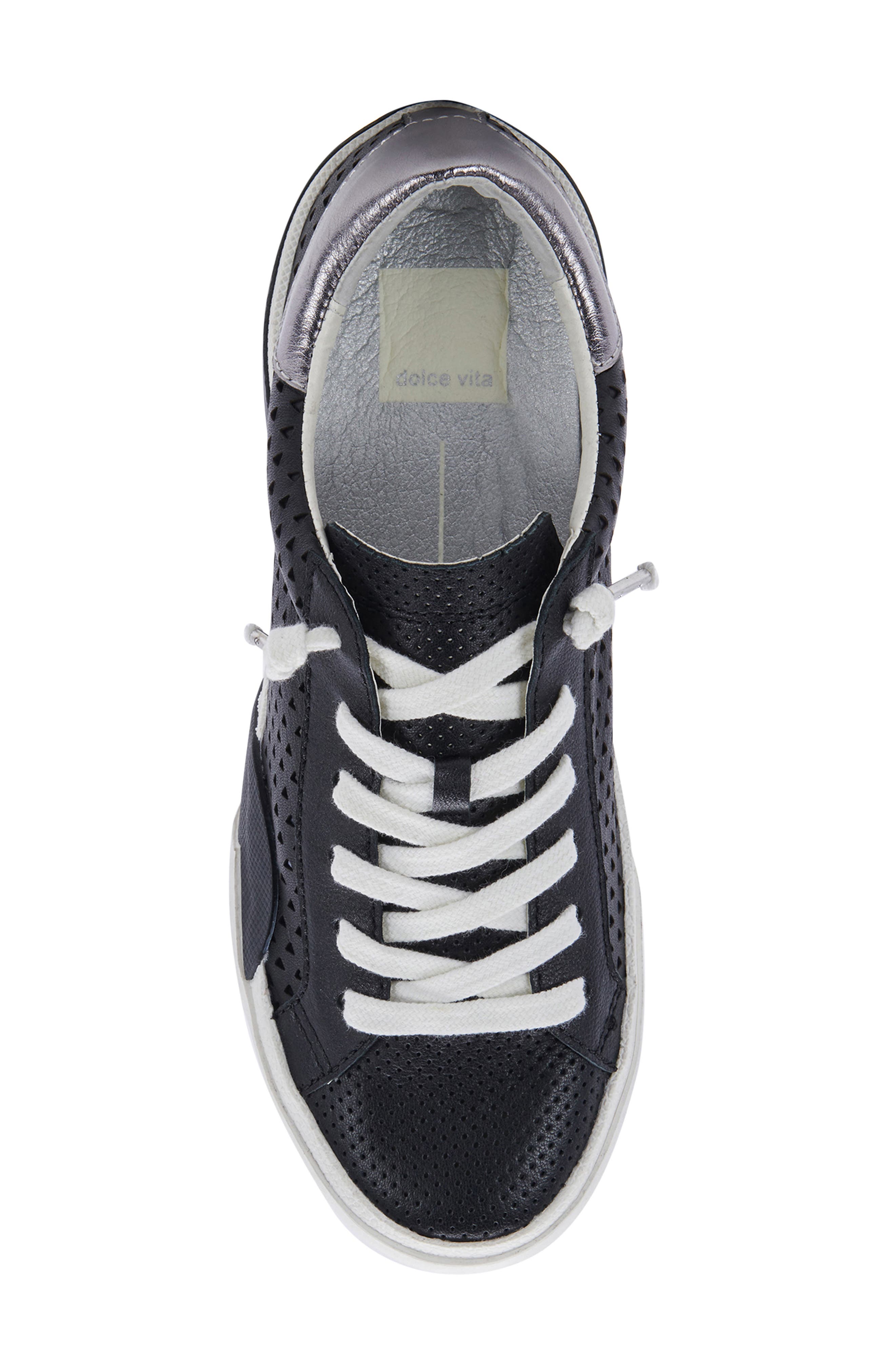 Dolce Vita Zina Sneaker, Alternate, color, Black Perforated Leather