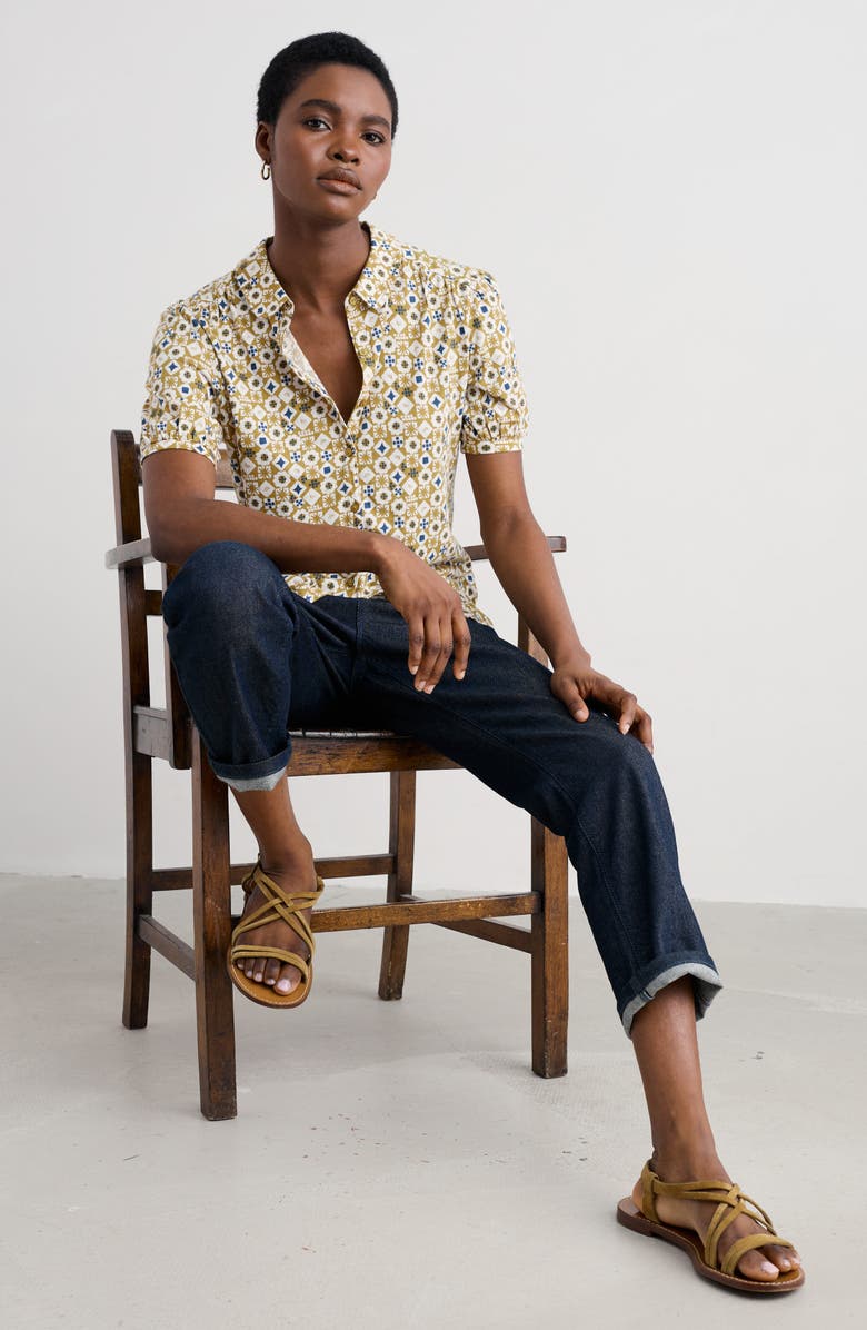 Seasalt Cornwall Embrace Geo Print Button-Up Shirt, Alternate, color, Potters Marks Pear