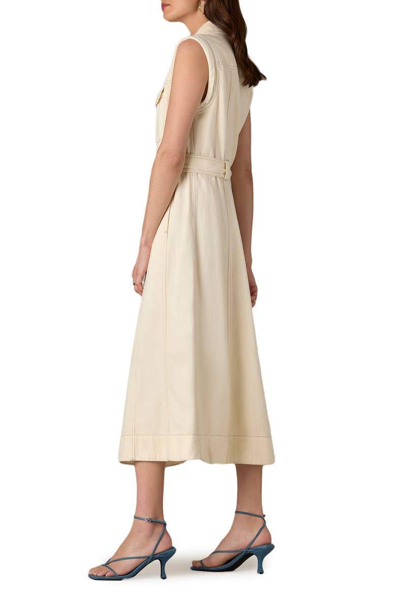 Topstitch Sleeveless Midi Shirtdress, Alternate, color, ECRU