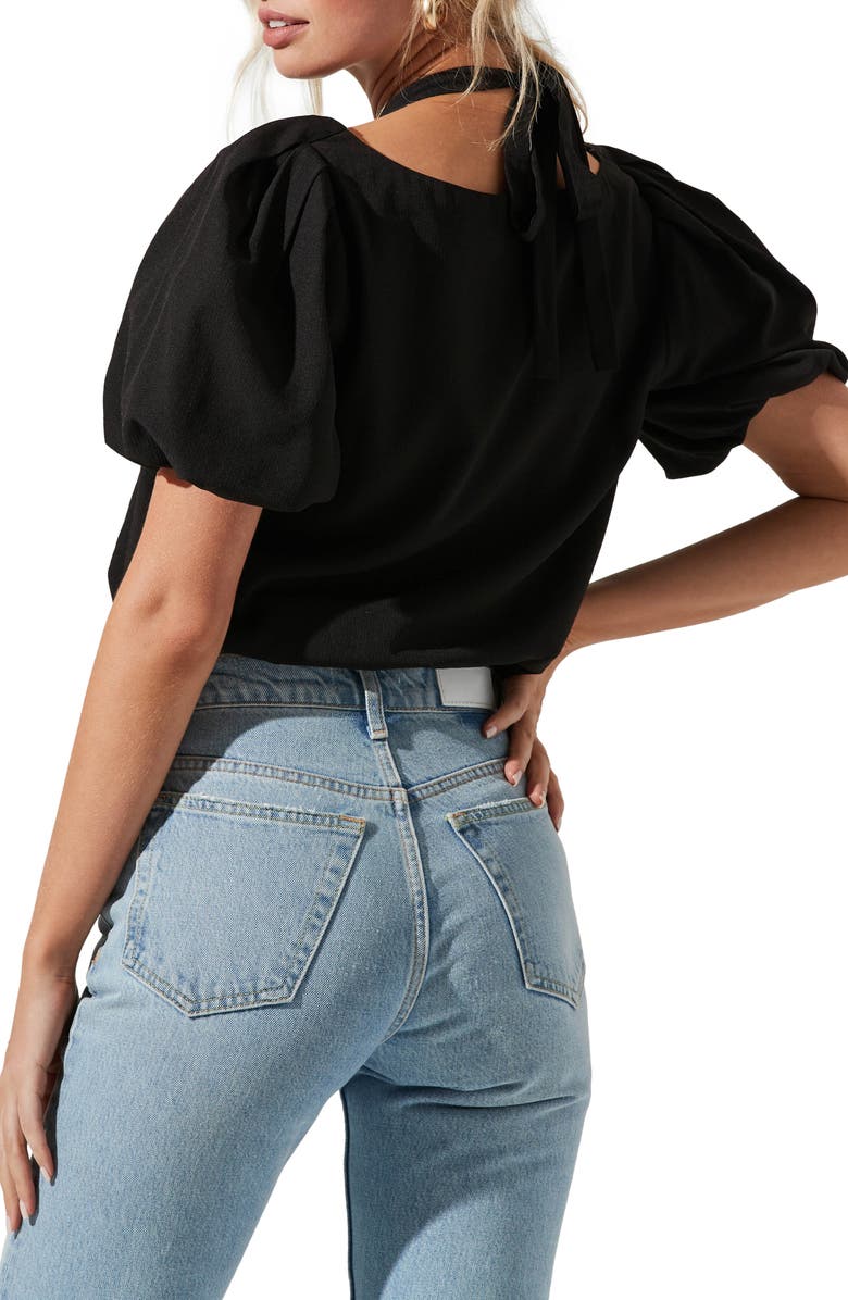 ASTR the Label Tie Neck Cutout Crop Top, Alternate, color,