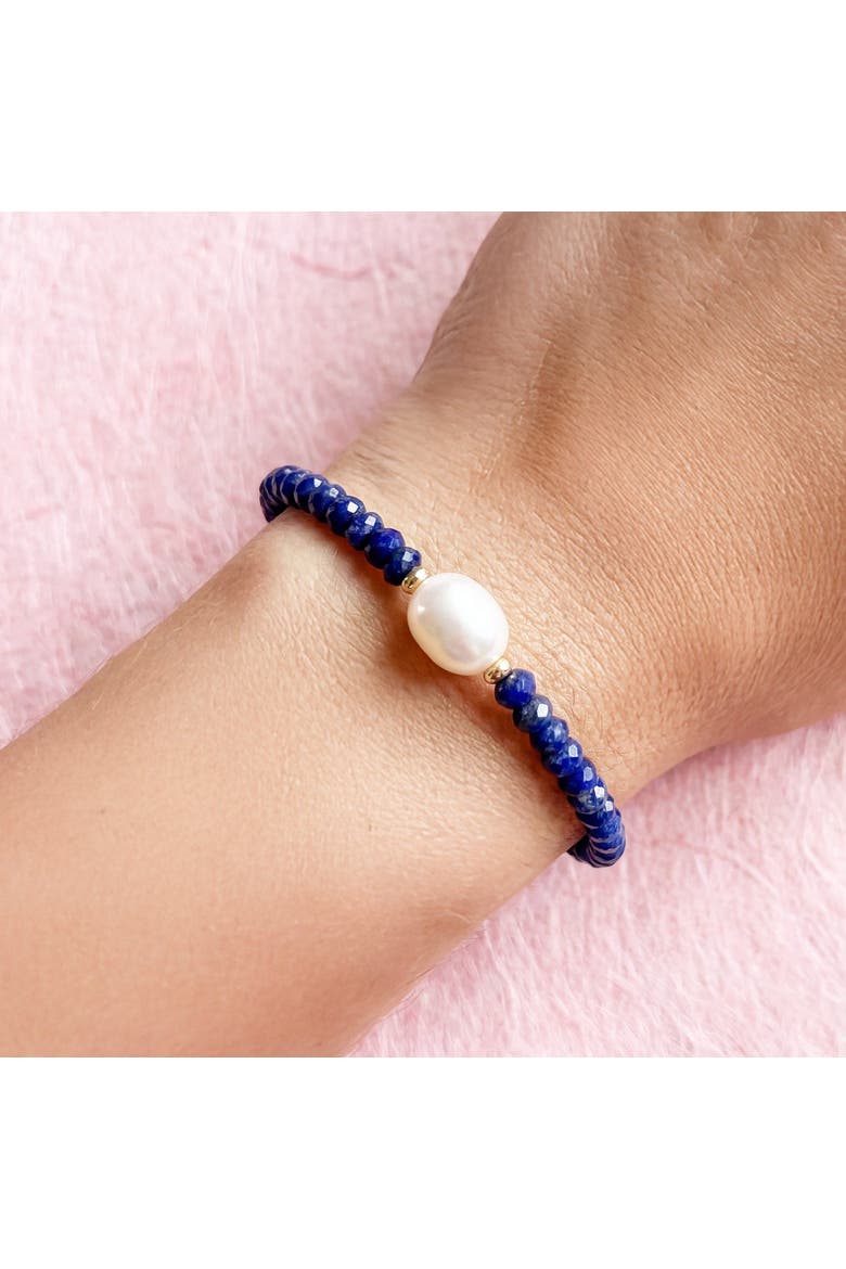 Lapis Bead Pearl Bracelet, Alternate, color, Lapis