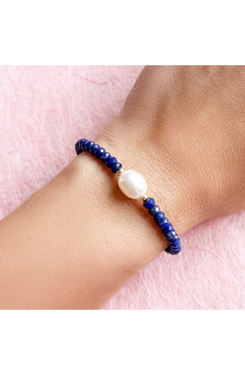 The Lovery Fine Jewelry Lapis Bead Pearl Bracelet, Alternate, color, Lapis