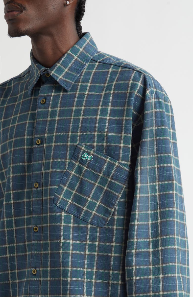 ERL Gender Inclusive Plaid Flannel Overshirt, Alternate, color, Green