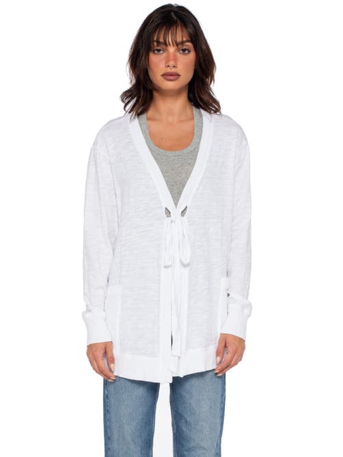 Wilt Clothing Tie Front Long Sleeve Mix Rib Cardigan In White