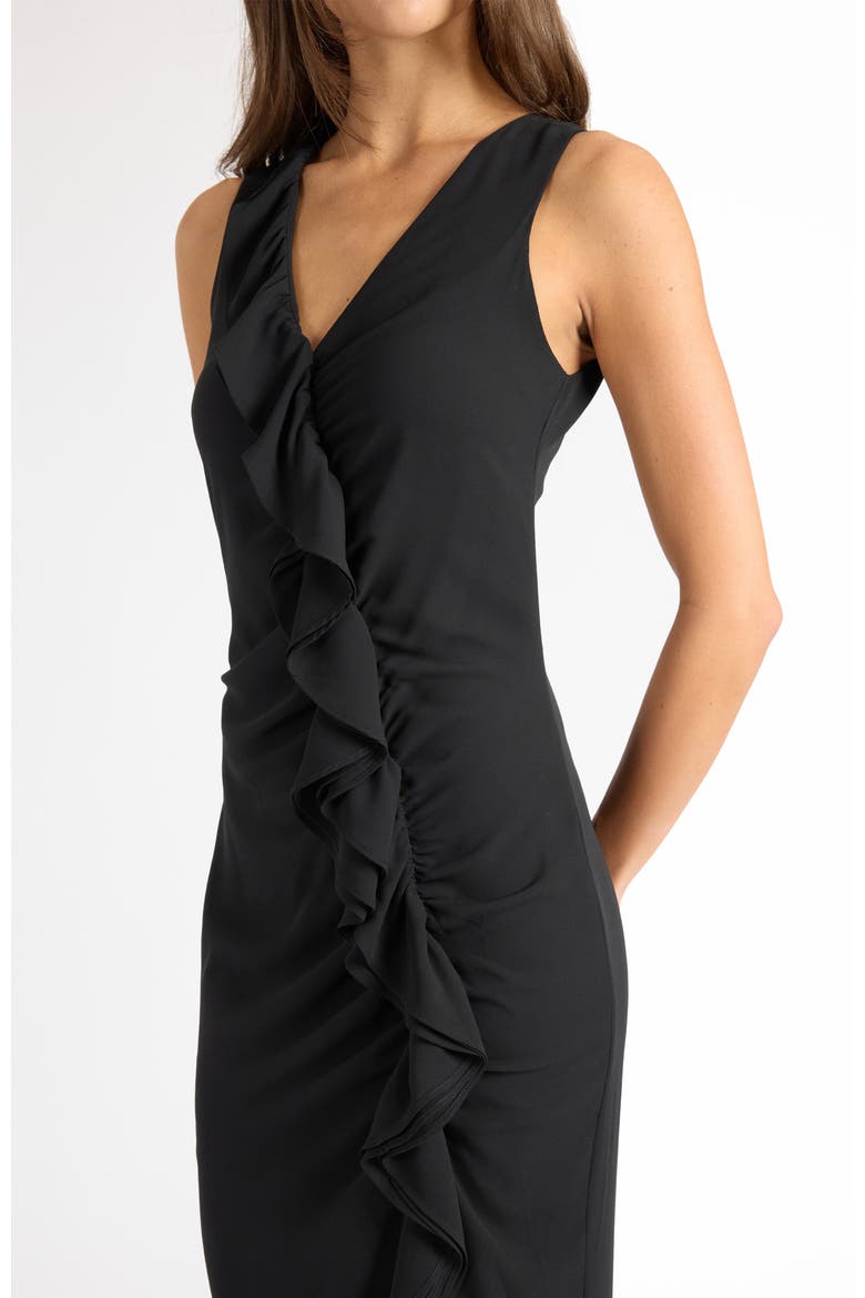 Tate Sleeveless Midi Dress in Fluid Crepe, Alternate, color, BLACK