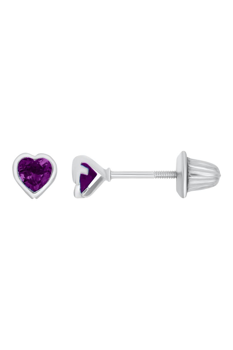 February Birthstone Heart Stud Earrings, Main, color, PURPLE