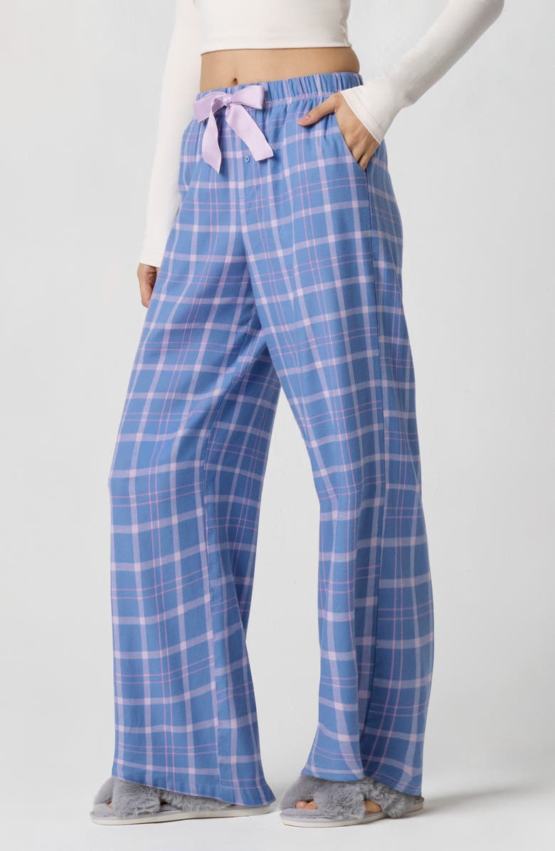 Florence by Mills Cozy Flannel Sleep Pants, Alternate, color, Vintage Blue Plaid