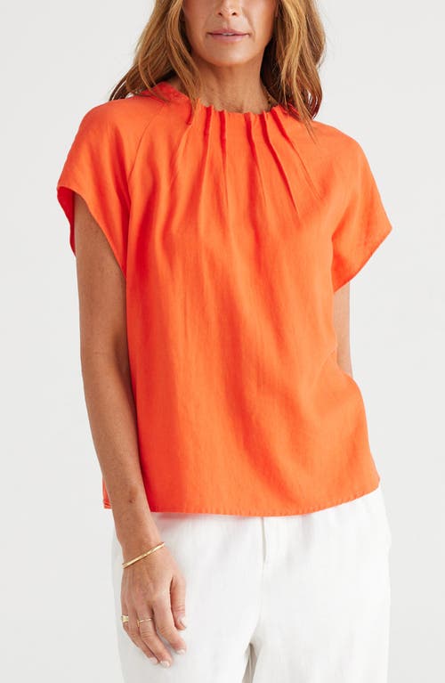 Brave + True Brave+true Elise Linen Blend Top In Orange