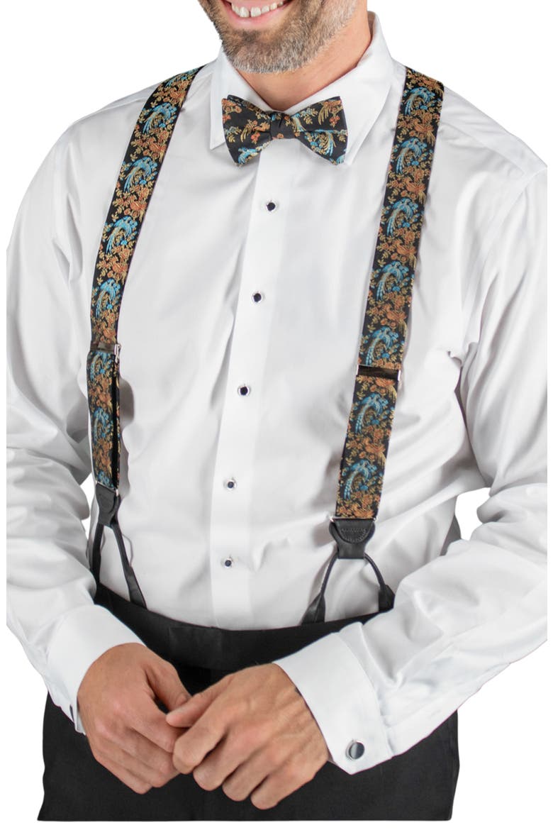 Birds of Prosperity Silk Bow Tie, Alternate, color, BLACK