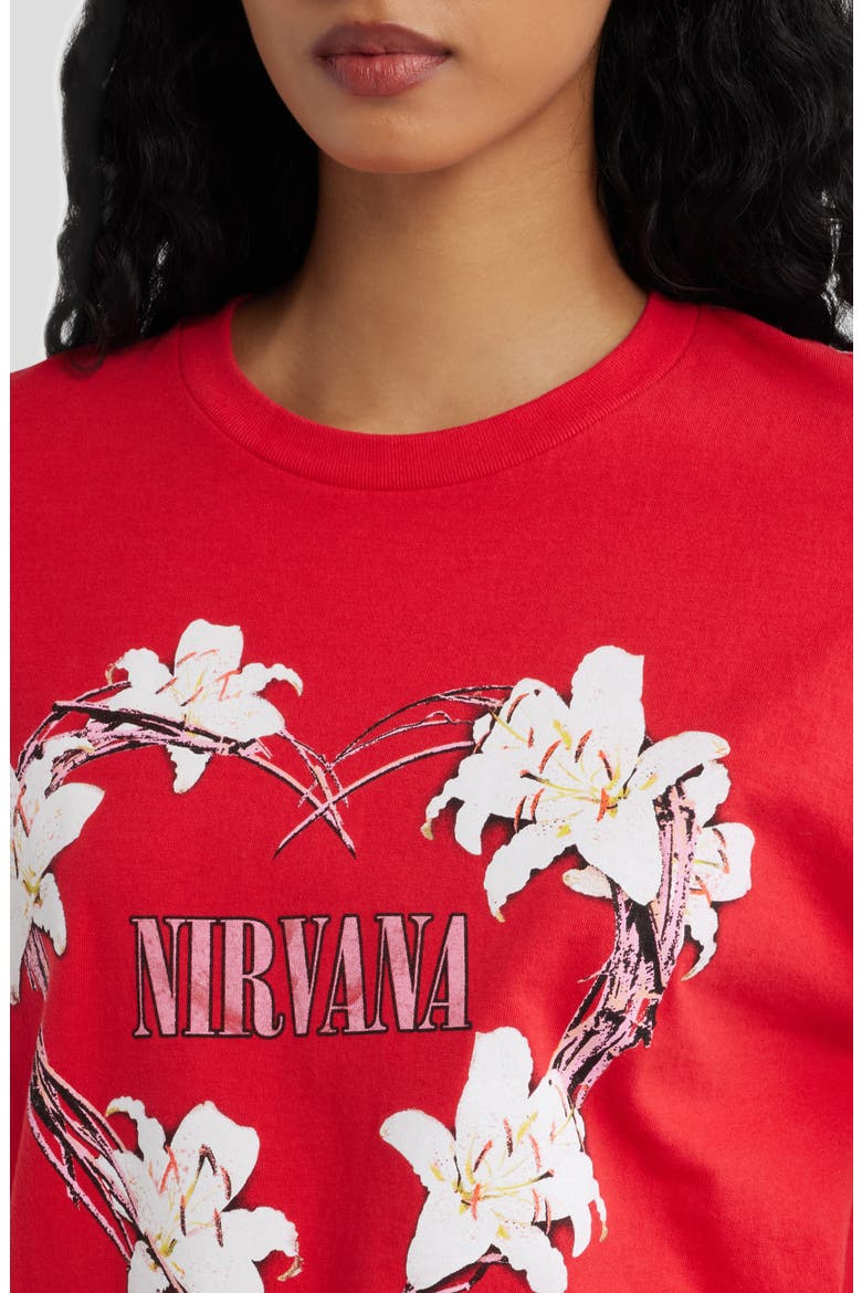 Nirvana Heart Shaped Cotton Graphic T-Shirt, Alternate, color, RED