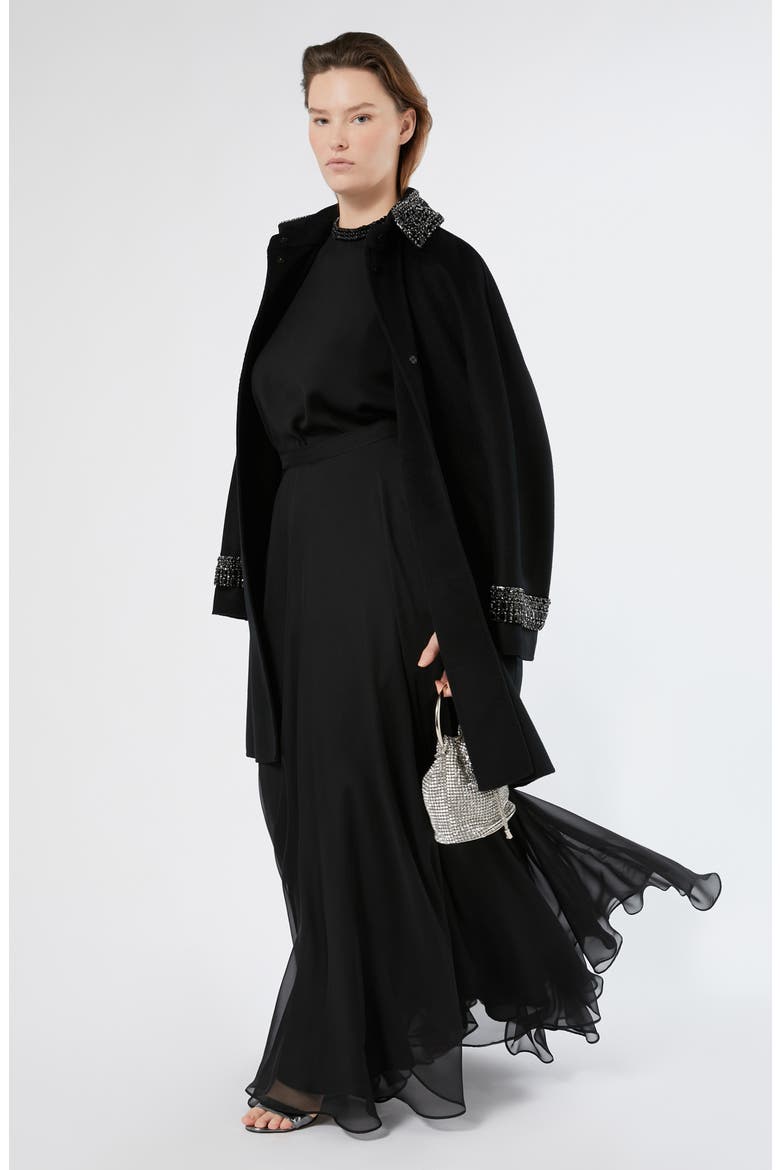 Fontana Chiffon Maxi Skirt, Alternate, color, BLACK