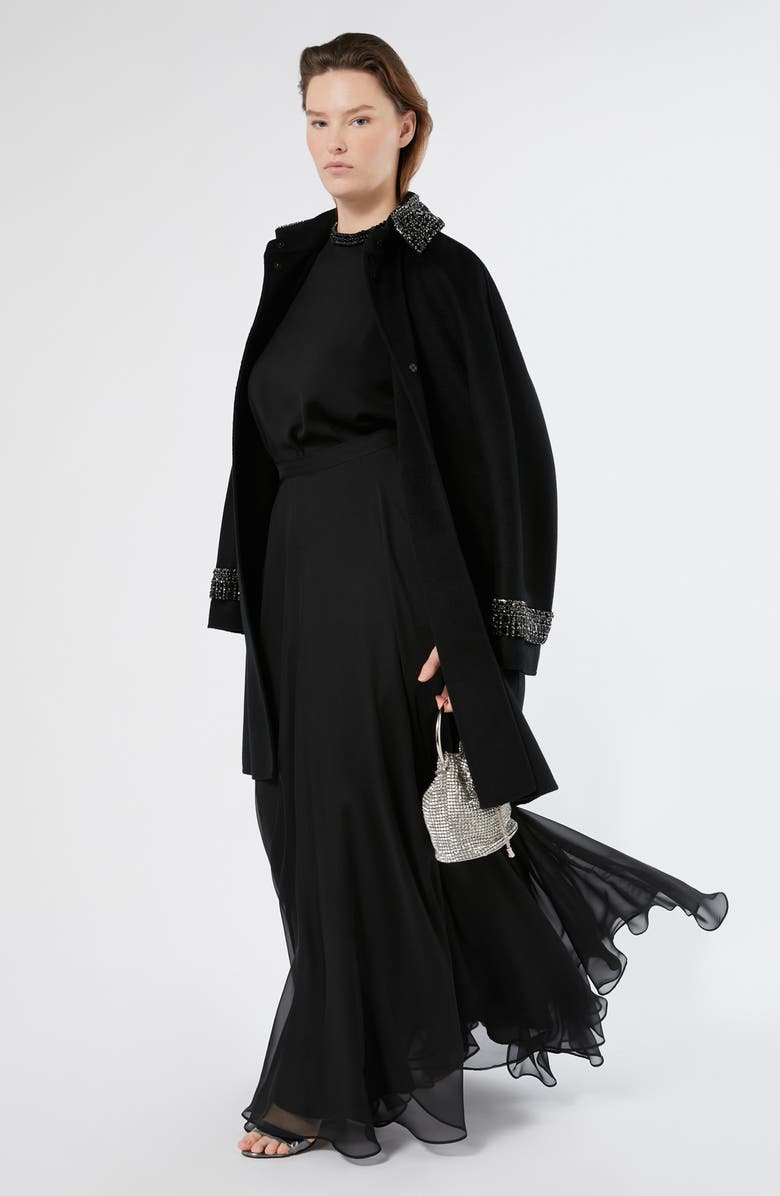 Marina Rinaldi Fontana Chiffon Maxi Skirt, Alternate, color, Black