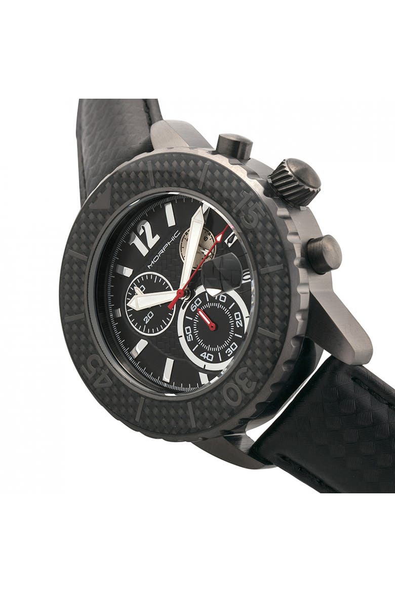 M51 Series Chronograph Leather-Band Watch w/Date, Alternate, color, Gunmetal/Grey
