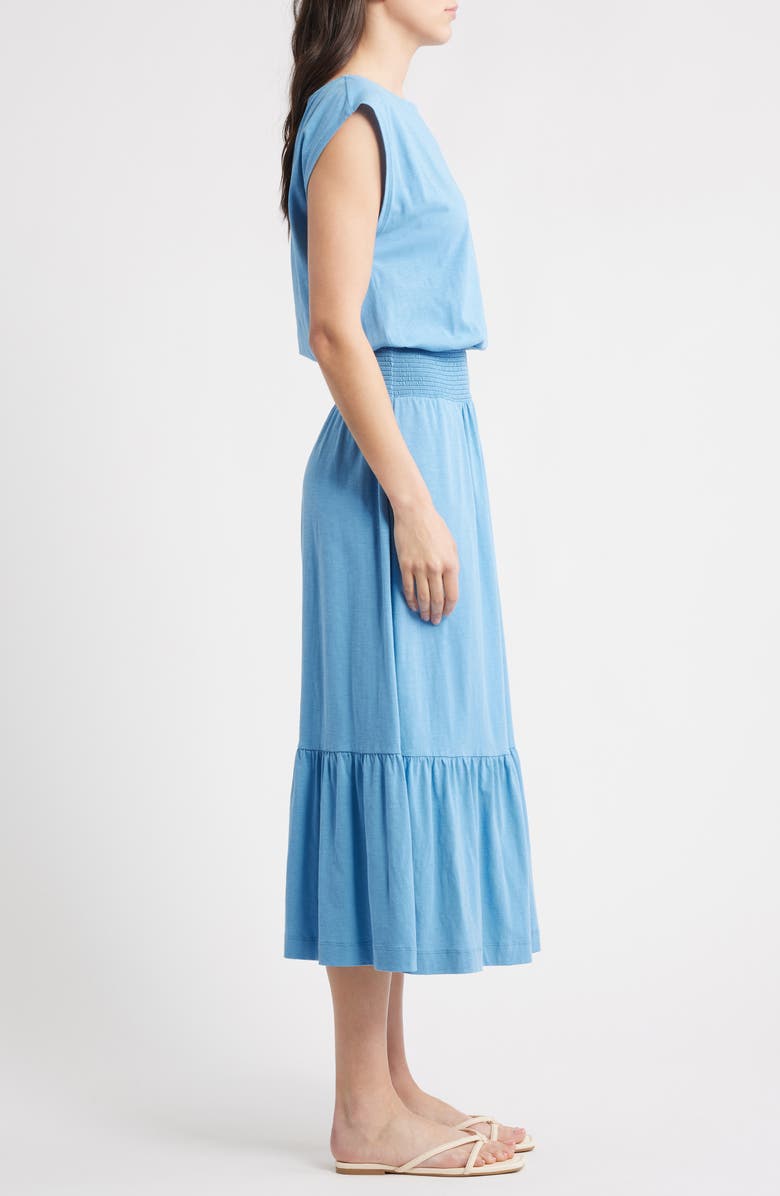 Nation LTD Evonne Smock Waist Pima Cotton Knit Dress, Alternate, color, Seascape