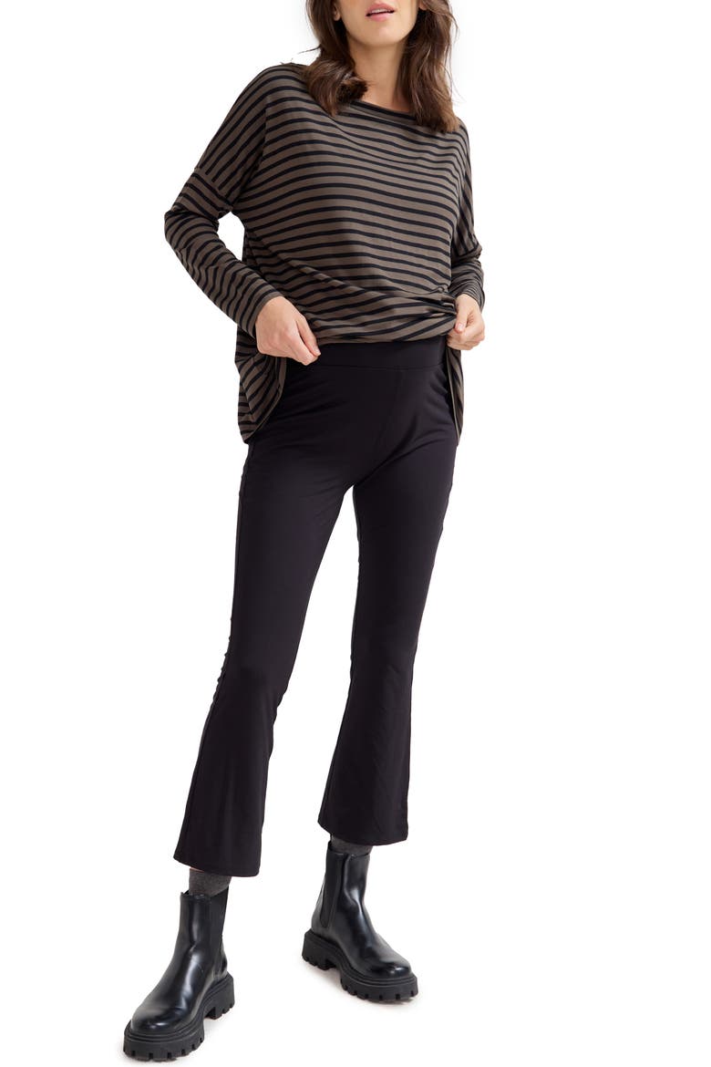 The Maternity Bodyflex Crop Flare Legging, Alternate, color, Black