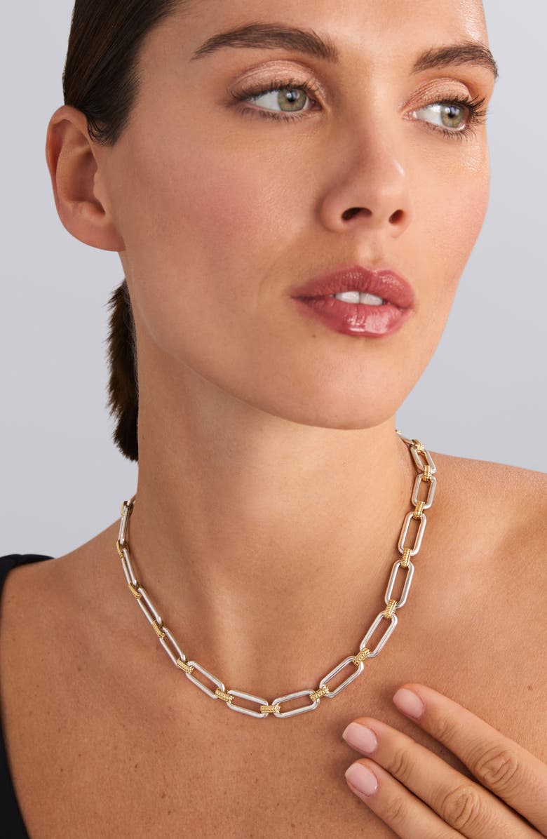 LAGOS Signature Caviar Link Necklace, Alternate, color, Silver Gold