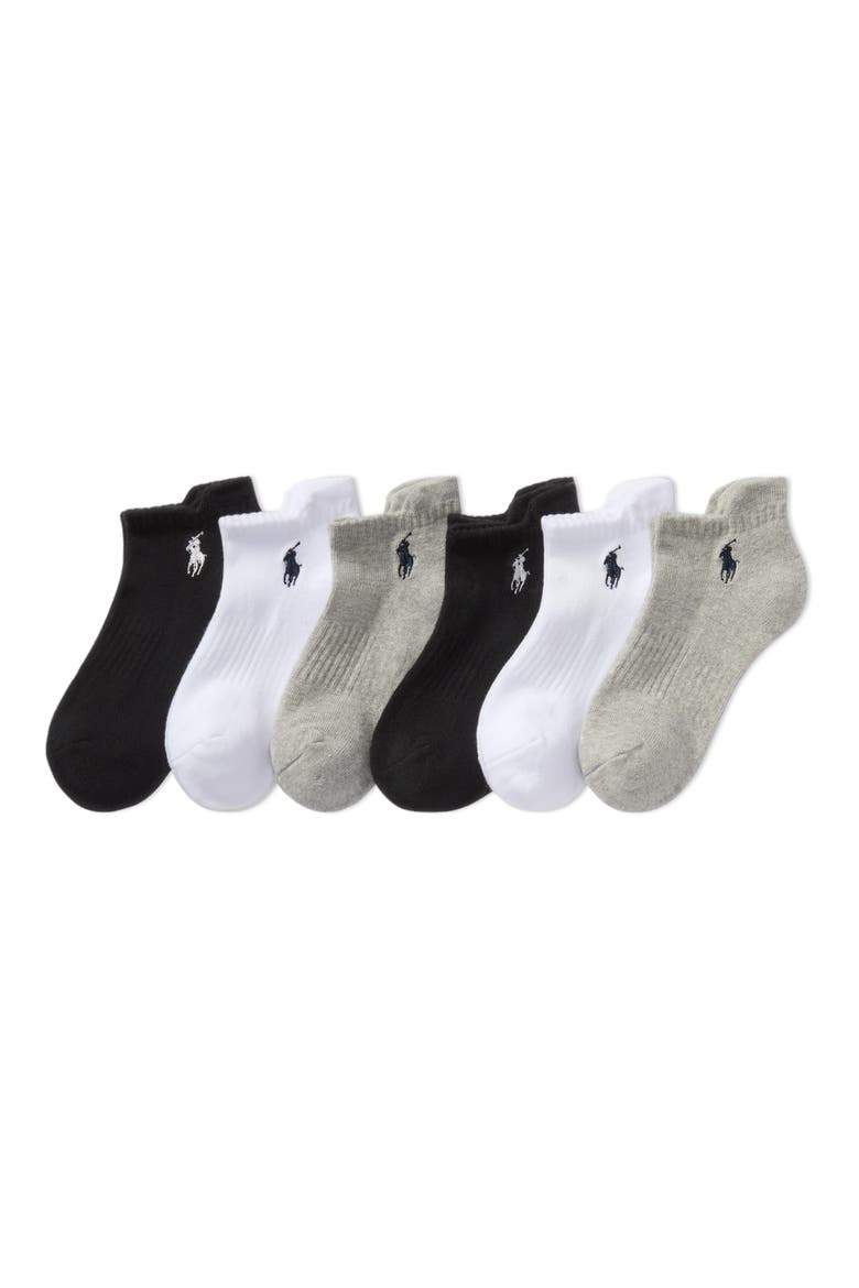 Assorted 6-Pack Cushioned Tab Ankle Socks, Main, color, GHAST