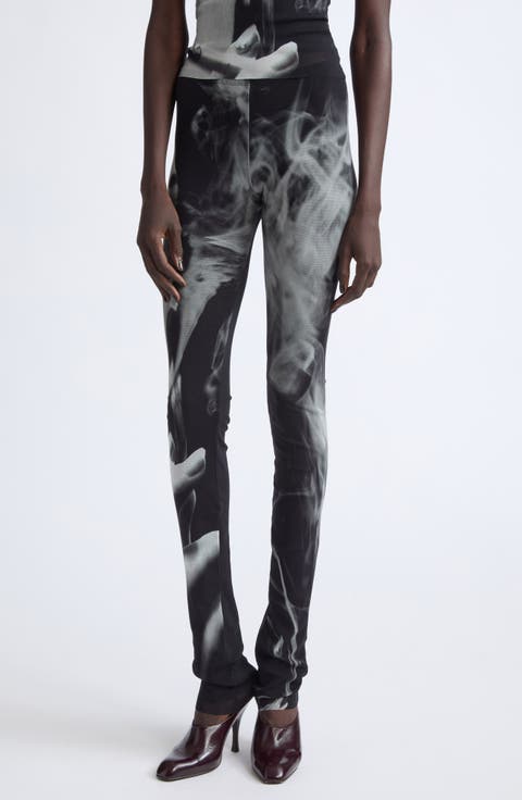 Printed Mesh Flare Pants