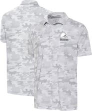 ANTIGUA Men's Antigua White Cleveland Browns Anthracite Logo Collide Polo