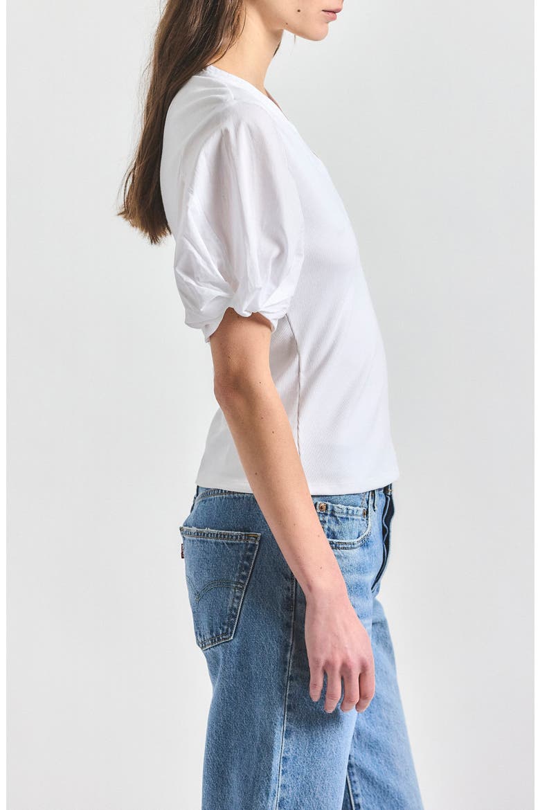Fallon Mixed Media Top, Alternate, color, WHITE
