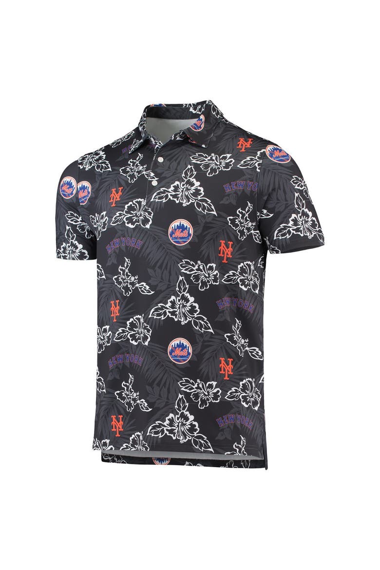 Men's Reyn Spooner Black New York Mets Performance Polo, Alternate, color, Black