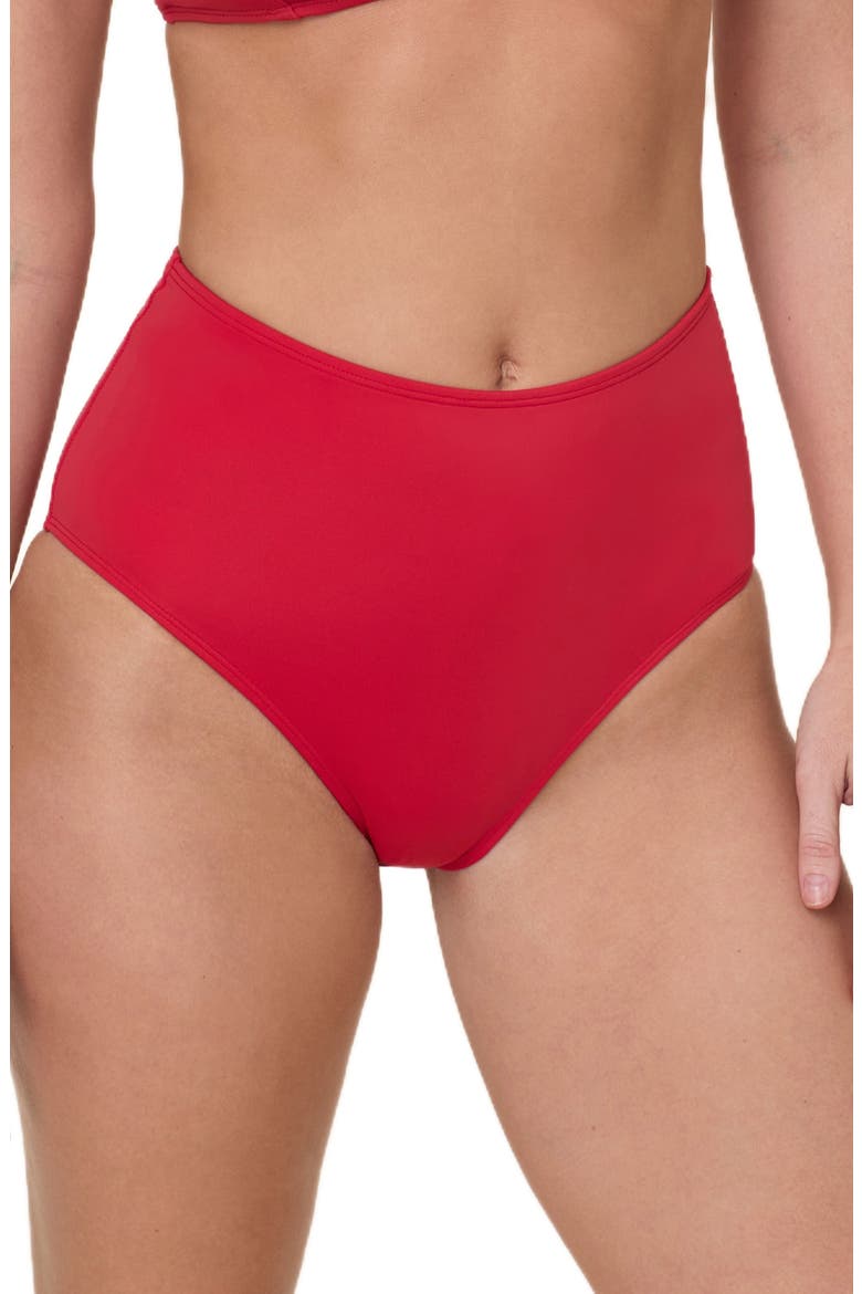 High Waist Bikini Bottoms, Main, color, CHERRY RED