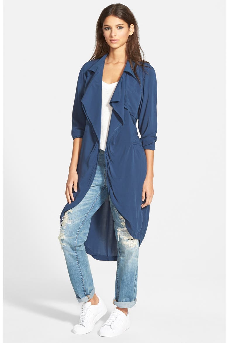 Drapey Belted Trench, Main, color, BLUE