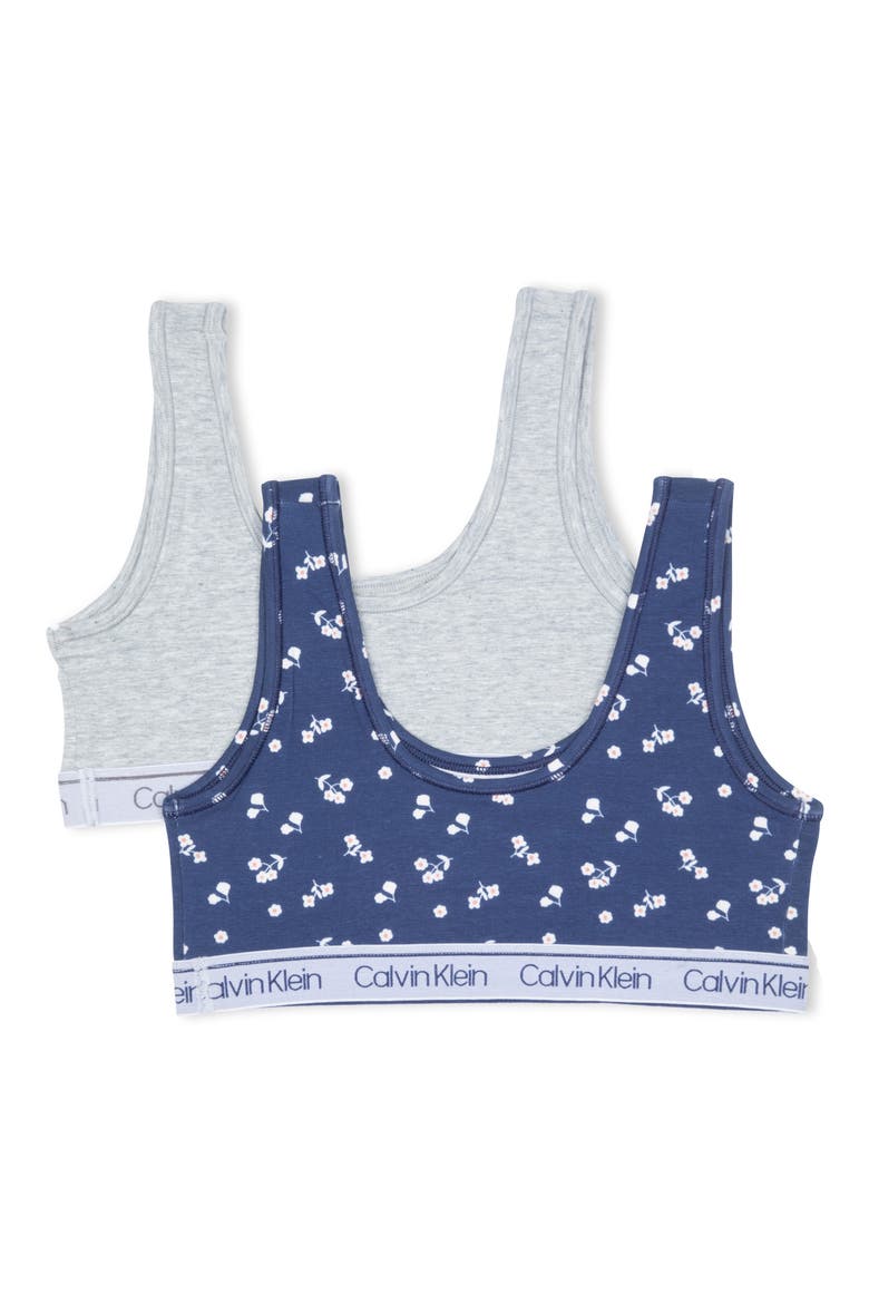 Monogram Bralettes - Pack of 2, Alternate, color, WILDFLOWER/ HEATHER GREY