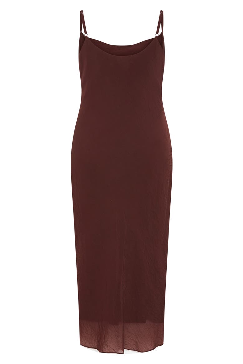 Kyra Crinkle Sateen Slipdress, Alternate, color, CHOCOLATE