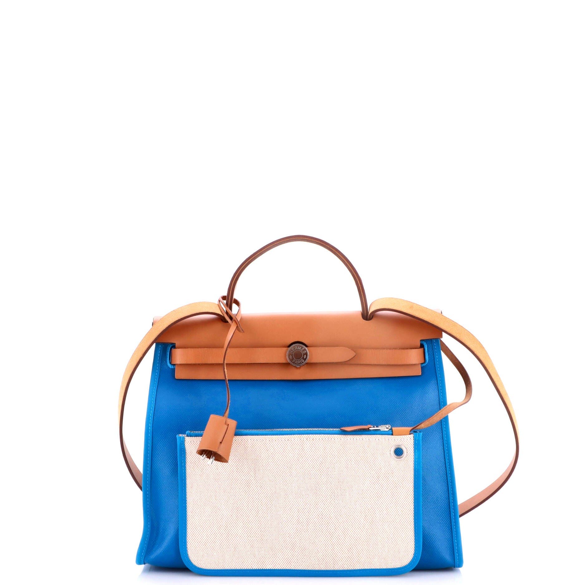 Herbag Zip Berline Vache Canvas and Leather 31, Alternate, color, Bleu Zanzibar