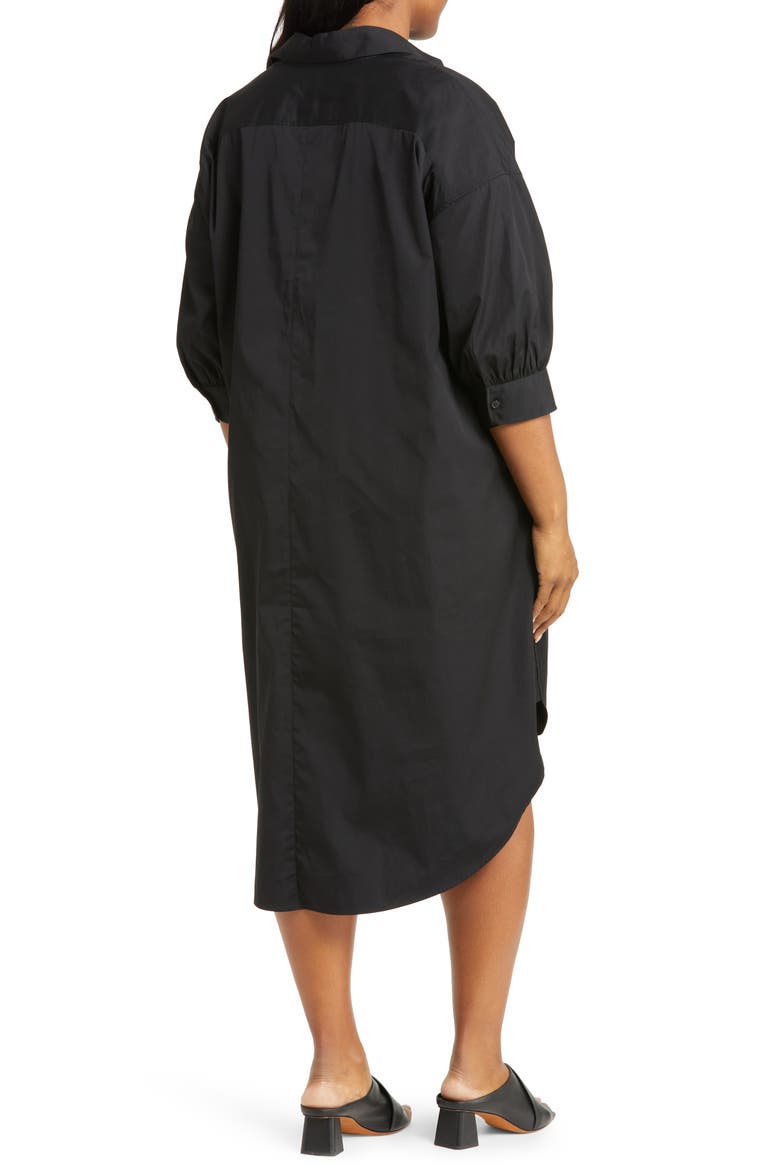 Oversize Cotton Poplin Midi Dress, Alternate, color, BLACK