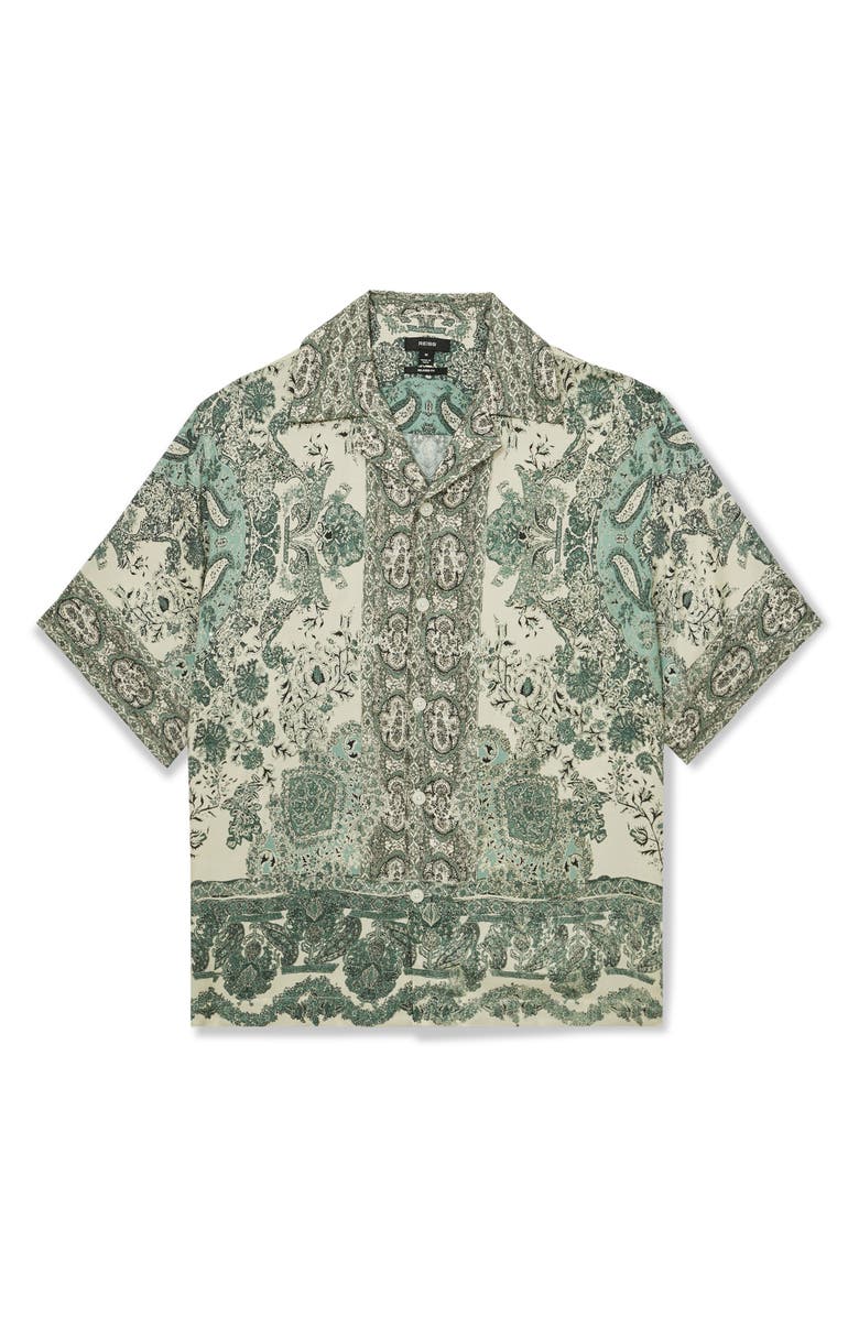 Reiss Samberg Paisley Camp Shirt, Alternate, color, Green