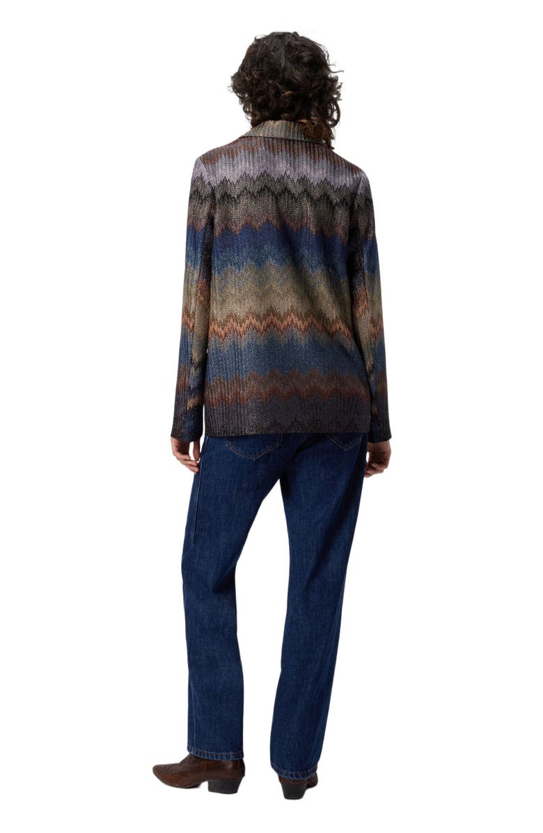 Missoni Single-breasted Blazer With Snake Pattern And Lamé Threads, Alternate, color, Blue