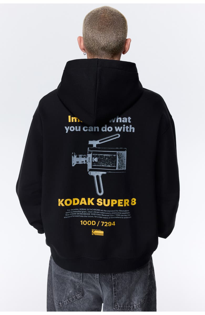 H&M Loose Fit Printed Hoodie, Alternate, color, Black/Kodak