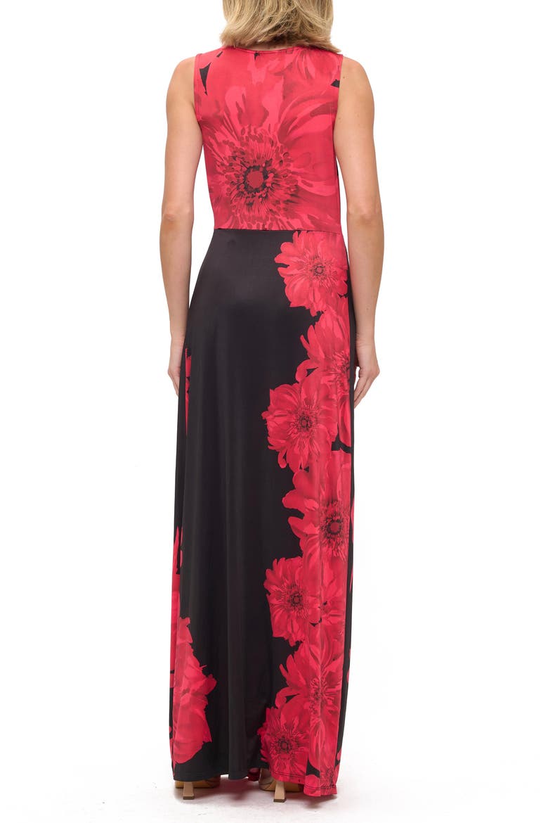 Twist Front Sleeveless Maxi Dress, Alternate, color, BLACK/ RED