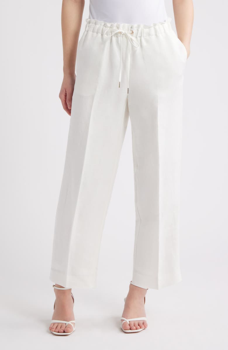 Anne Klein Linen Blend Crop Wide Leg Drawstring Pants, Main, color, 