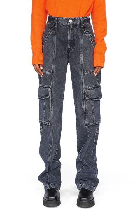 High Waist Utility Straight Leg Jeans (Astray)