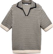 MANGO Stripe Open Stitch Cotton Polo