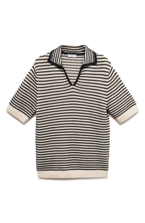 Mango Stripe Open Stitch Cotton Polo In Multi