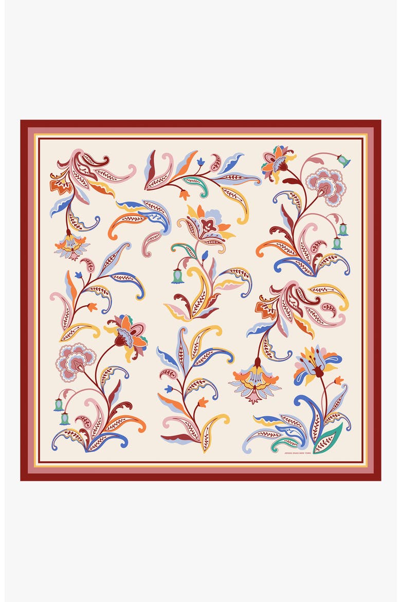 Terra Paisley Double Sided Silk Scarf, Main, color, Red