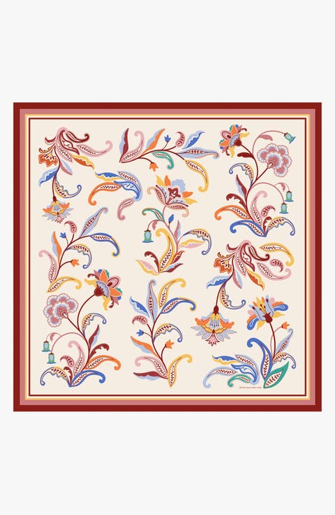 Terra Paisley Double Sided Silk Scarf