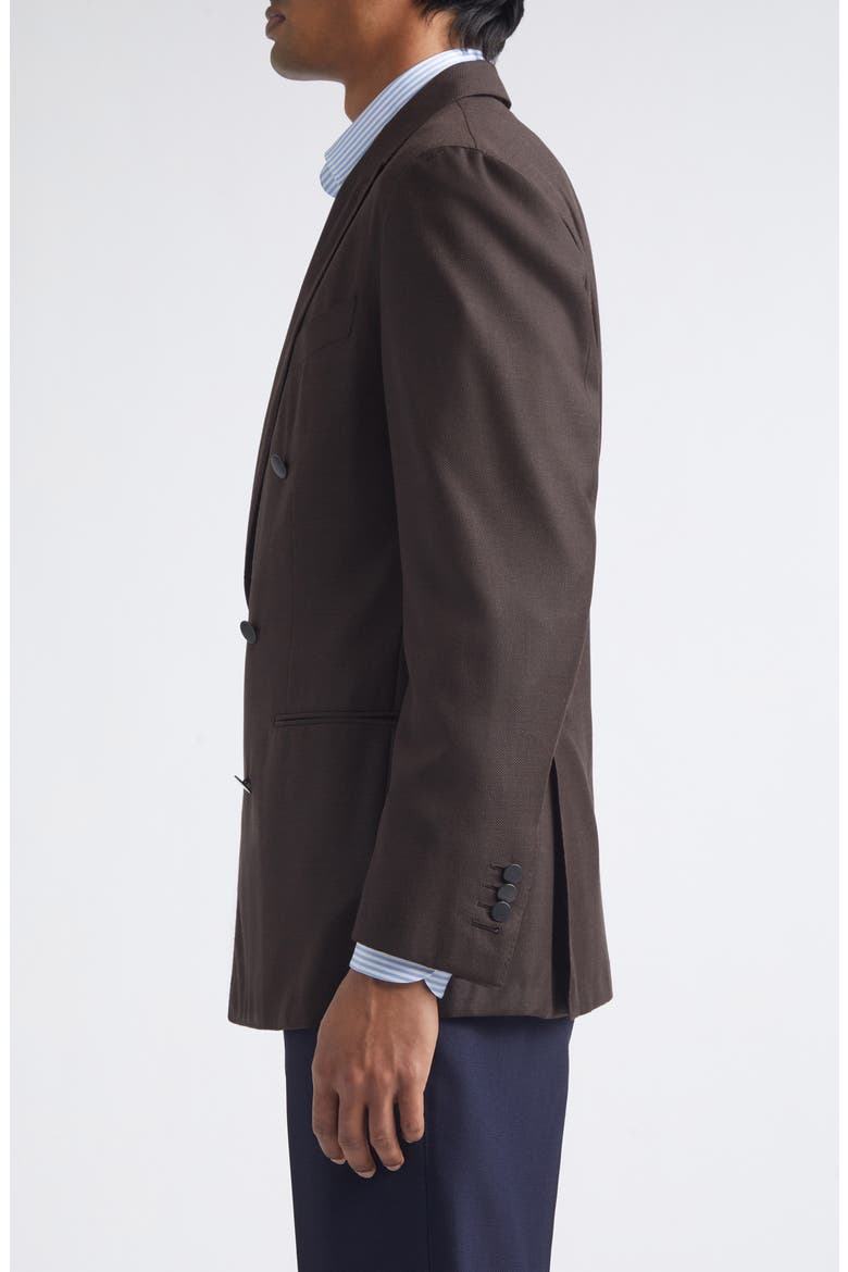 Double Breasted Wool Blazer, Alternate, color, DARK BROWN