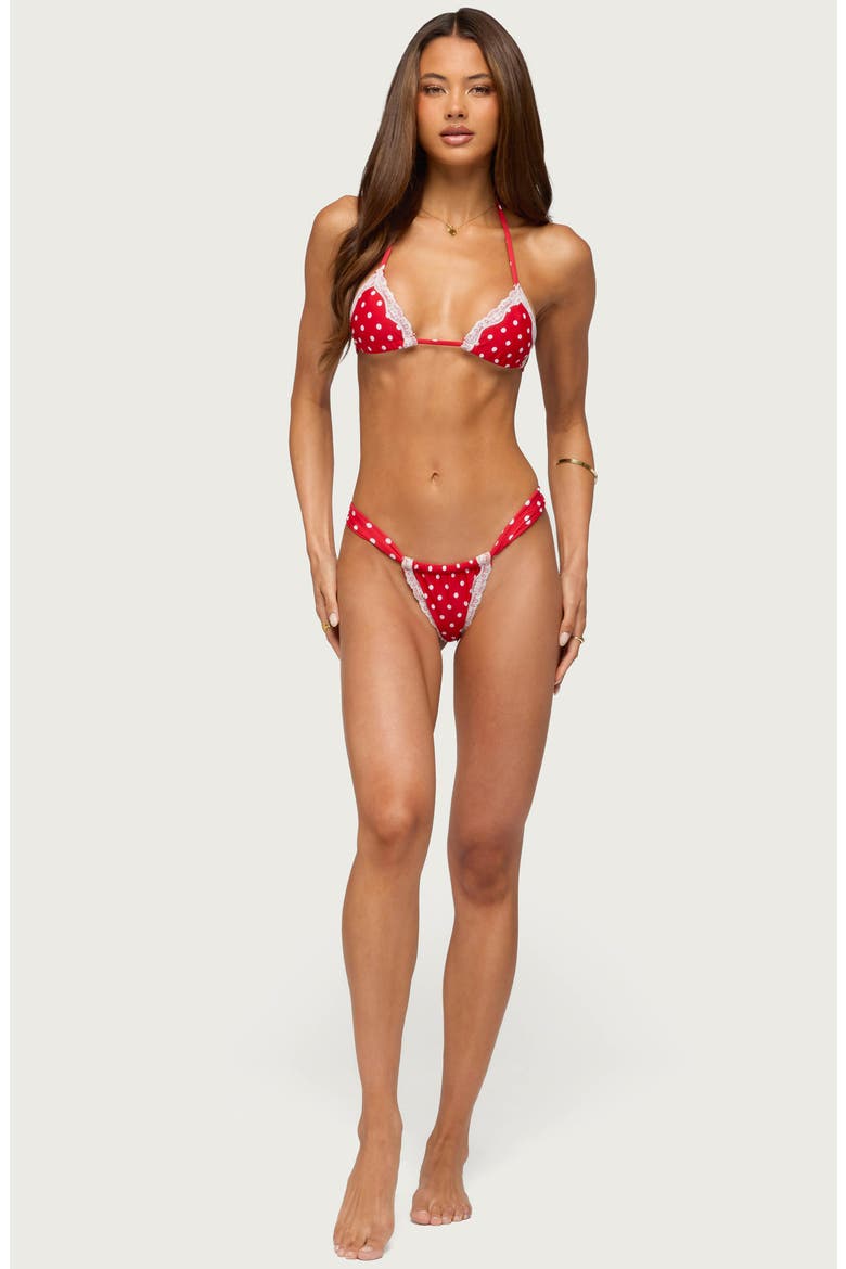 Bina Lacey Polka Dot Bikini Bottoms, Alternate, color, RED-AND-WHITE