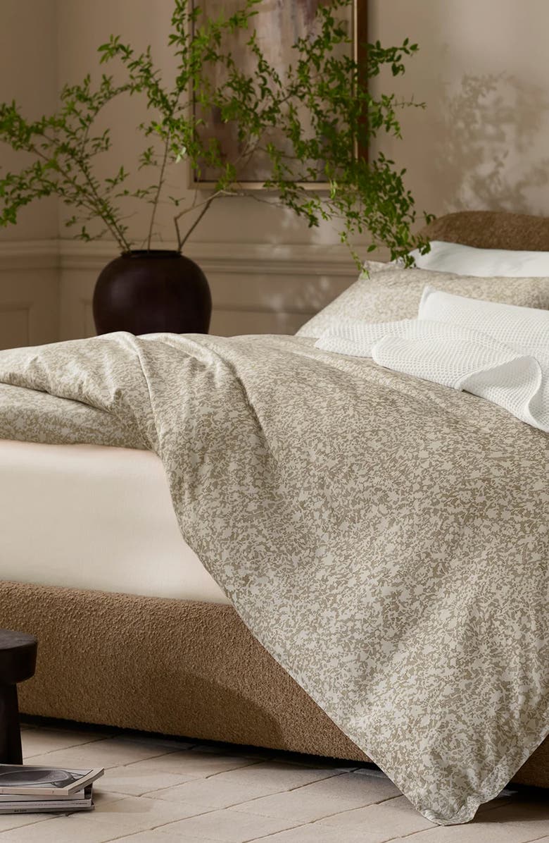 Boll & Branch Signature Garden Print Hemmed Organic Cotton Duvet Cover & Shams Set, Alternate, color, Oak