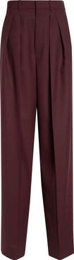 Saint Laurent High Waist Wool Straight Leg Pants