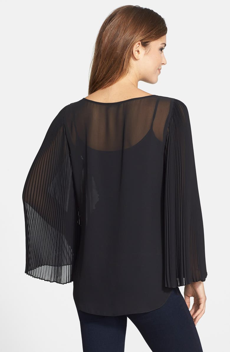 Vince Camuto Pleat Sleeve Folded Front Blouse, Alternate, color, 