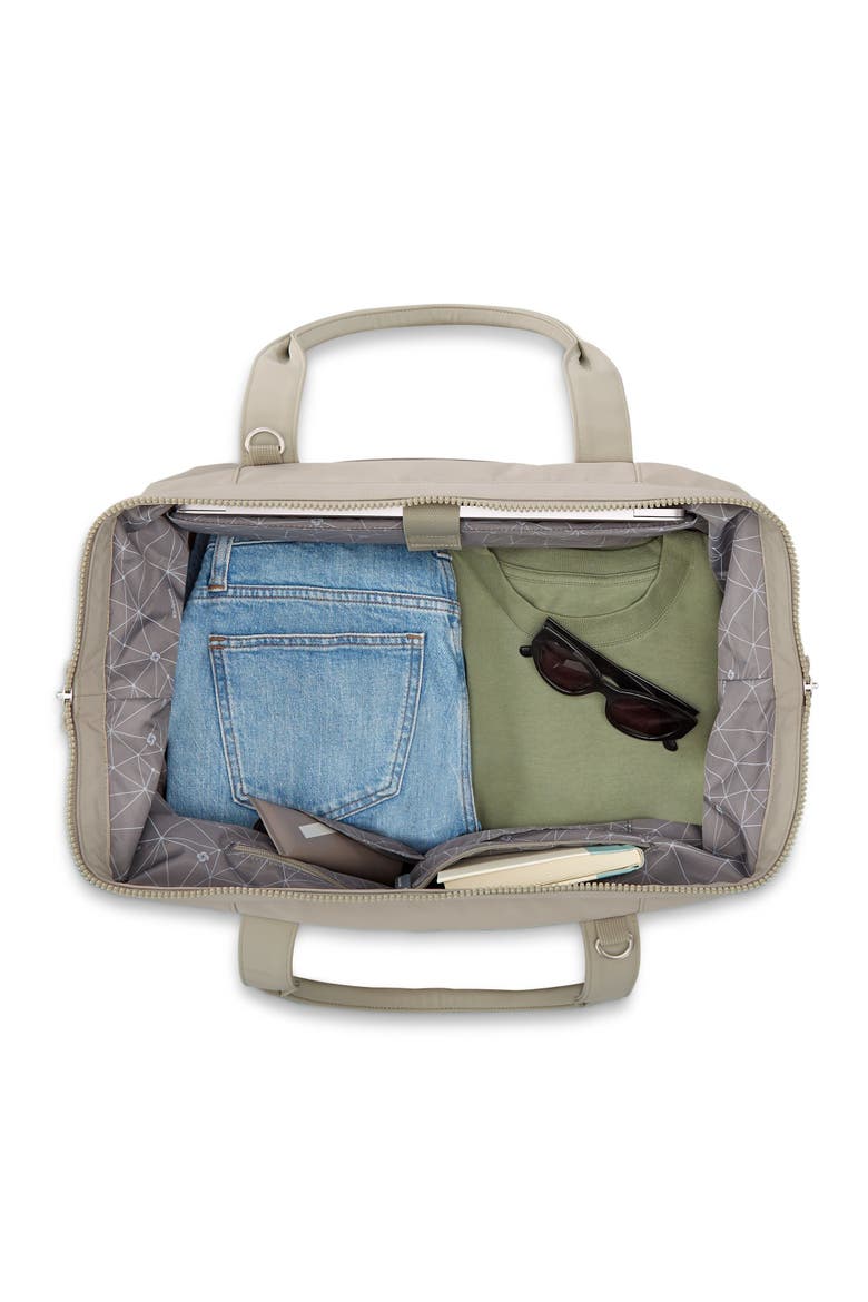 Better Than Basic 2 Piece Set Drop Bottom Weekender & Outline Pro Carry On Luggage, Alternate, color, Stone Grey/Limestone