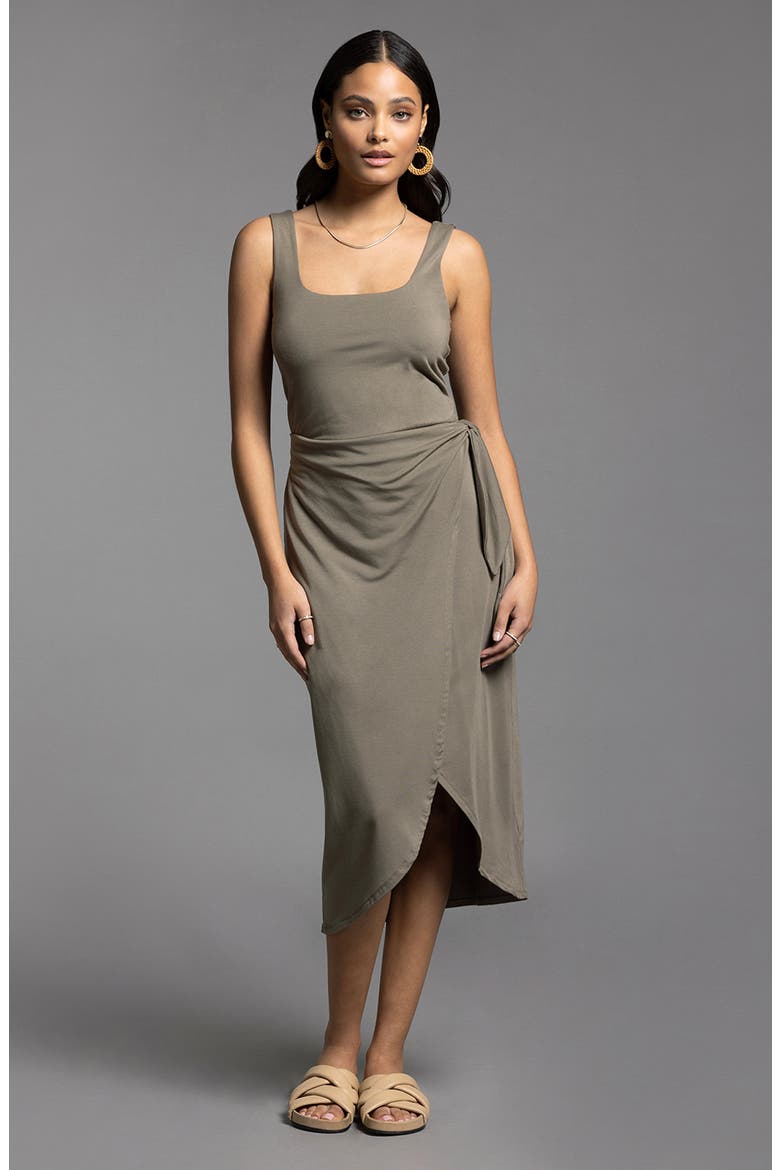 Aubrielle SideTie Knit Dress, Alternate, color, SMOKEY OLIVE
