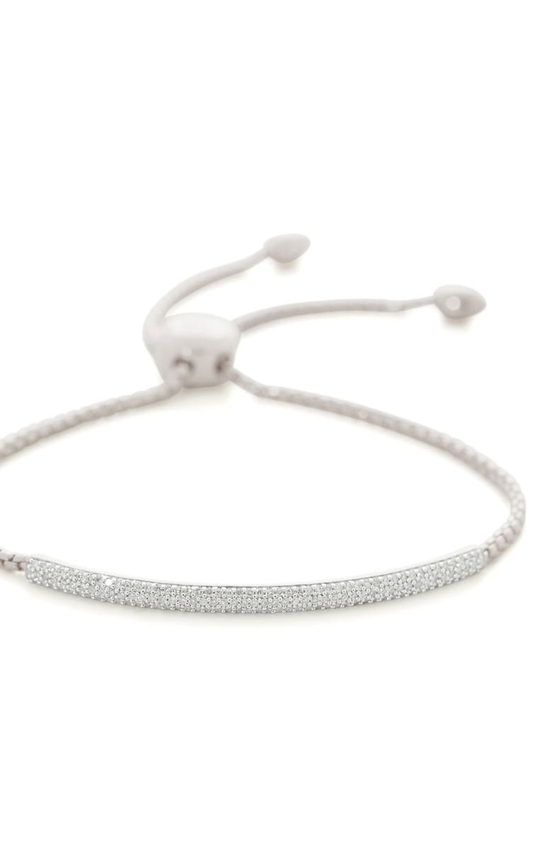 Monica Vinader Stellar Pavé Diamond Mini Bar Bracelet, Alternate, color, Silver
