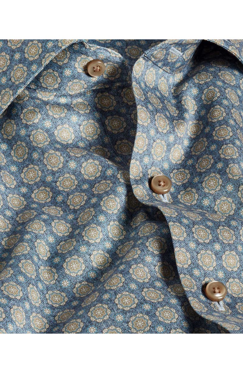 David Donahue Medallion Print Cotton Button-Up Shirt, Alternate, color, Blue/ Dune